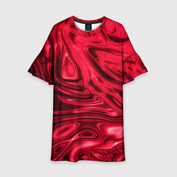 Платье клеш для девочки Абстракция плазма красный, цвет: 3D-принт