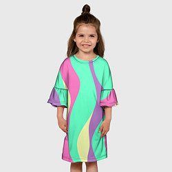 Платье клеш для девочки Полосатая цветная абстракция, цвет: 3D-принт — фото 2