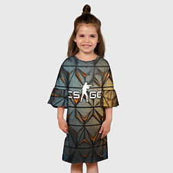 Платье клеш для девочки CSGO объемные плиты, цвет: 3D-принт — фото 2