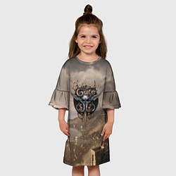 Платье клеш для девочки Baldurs Gate 3 Logo, цвет: 3D-принт — фото 2