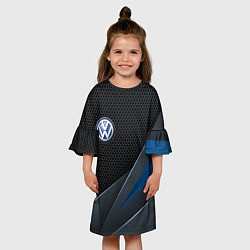 Платье клеш для девочки Фольцваген - синяя броня, цвет: 3D-принт — фото 2