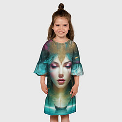 Платье клеш для девочки Королева моря, цвет: 3D-принт — фото 2