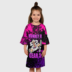 Платье клеш для девочки One piece - пурпурный гир 5, цвет: 3D-принт — фото 2