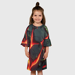 Платье клеш для девочки Красные плиты с лавой, цвет: 3D-принт — фото 2