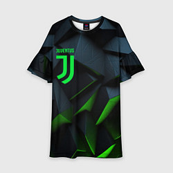 Платье клеш для девочки Juventus black green logo, цвет: 3D-принт