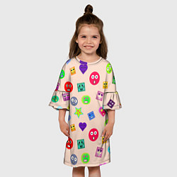 Платье клеш для девочки Разные смайлики, цвет: 3D-принт — фото 2