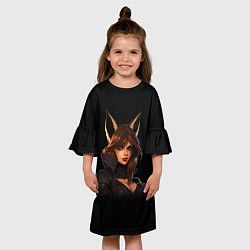 Платье клеш для девочки Девушка с ушами лисы, цвет: 3D-принт — фото 2