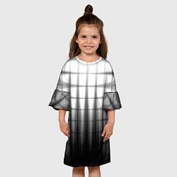 Платье клеш для девочки Черная градиентная клетка, цвет: 3D-принт — фото 2