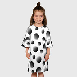 Платье клеш для девочки Черные полосатые шары на белом, цвет: 3D-принт — фото 2