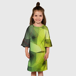 Платье клеш для девочки Зеленая текстура объемная, цвет: 3D-принт — фото 2