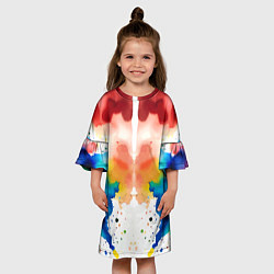 Платье клеш для девочки Цветная монотипия - поп-арт, цвет: 3D-принт — фото 2