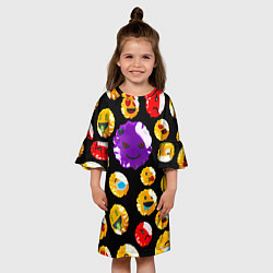 Платье клеш для девочки Хитрый эмоджи, цвет: 3D-принт — фото 2