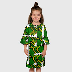 Платье клеш для девочки Зеленая микросхема, цвет: 3D-принт — фото 2
