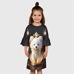 Платье клеш для девочки Белый медвежонок с фонариками, цвет: 3D-принт — фото 2