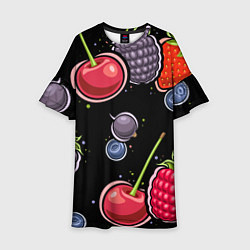 Платье клеш для девочки Плоды и ягоды, цвет: 3D-принт
