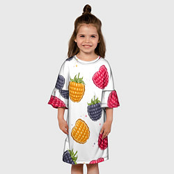 Платье клеш для девочки Разноцветная малина, цвет: 3D-принт — фото 2