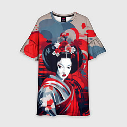 Платье клеш для девочки Geisha vector style, цвет: 3D-принт