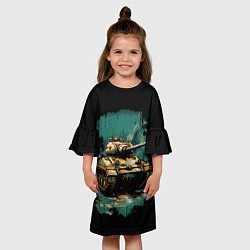 Платье клеш для девочки Танк т54, цвет: 3D-принт — фото 2