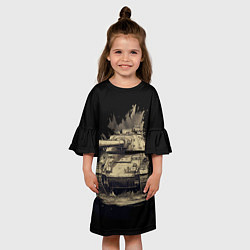 Платье клеш для девочки Русский танк т54, цвет: 3D-принт — фото 2