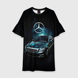 Платье клеш для девочки Mercedes Benz dark style, цвет: 3D-принт