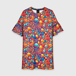Платье клеш для девочки Разноцветные пузырики узор, цвет: 3D-принт