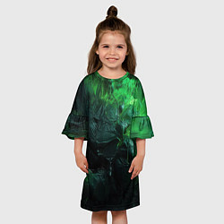 Платье клеш для девочки Зеленая объемная текстура, цвет: 3D-принт — фото 2