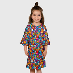 Платье клеш для девочки Маленькие монстрики, цвет: 3D-принт — фото 2