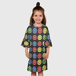 Платье клеш для девочки Smiley, цвет: 3D-принт — фото 2