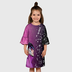 Платье клеш для девочки Лил Пип тату фиолетовый, цвет: 3D-принт — фото 2