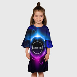 Платье клеш для девочки Starfield space logo, цвет: 3D-принт — фото 2