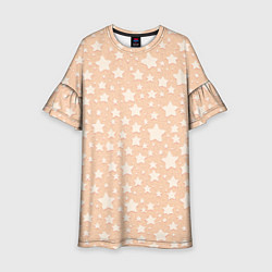 Платье клеш для девочки Звёздный нежный бежевый, цвет: 3D-принт