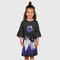 Платье клеш для девочки Black fire emoji, цвет: 3D-принт — фото 2