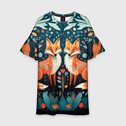 Детское платье Две лисички в стиле фолк арт