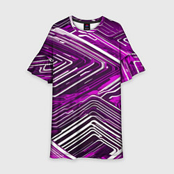 Платье клеш для девочки Кибер линии Розоовый-белый, цвет: 3D-принт