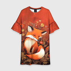 Платье клеш для девочки Довольный лисёнок, цвет: 3D-принт