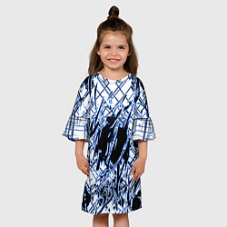 Платье клеш для девочки Кибернетическая клякса синяя, цвет: 3D-принт — фото 2