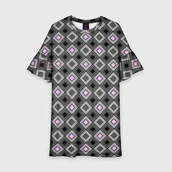 Платье клеш для девочки Серо - розовый геометрический узор, цвет: 3D-принт