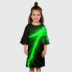 Платье клеш для девочки Зеленый разряд молнии, цвет: 3D-принт — фото 2