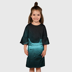 Платье клеш для девочки Space landscape - vaporwave, цвет: 3D-принт — фото 2
