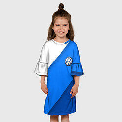 Платье клеш для девочки Volkswagen - голубые линии, цвет: 3D-принт — фото 2