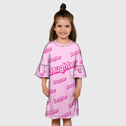 Платье клеш для девочки Дочь в стиле барби - розовый паттерн, цвет: 3D-принт — фото 2