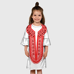 Платье клеш для девочки Красная славянская вышиванка, цвет: 3D-принт — фото 2