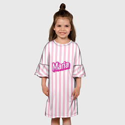 Платье клеш для девочки Имя Мария в стиле Барби: розовая полоска, цвет: 3D-принт — фото 2