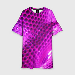 Платье клеш для девочки Розовые объемные соты, цвет: 3D-принт