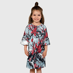 Платье клеш для девочки Лепестки цветущей вишни - сакура, цвет: 3D-принт — фото 2