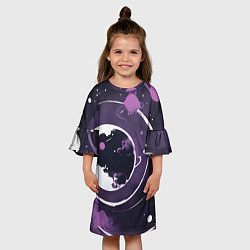 Платье клеш для девочки Фиолетовый космос - нейросеть, цвет: 3D-принт — фото 2