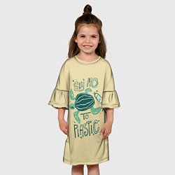 Платье клеш для девочки Say no to plastic, цвет: 3D-принт — фото 2
