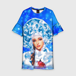 Платье клеш для девочки Красивая русская снегурочка, цвет: 3D-принт