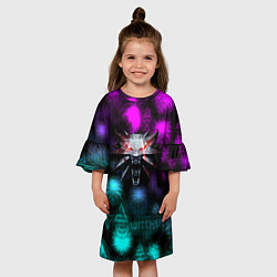 Платье клеш для девочки Ведьмак медальон с лого игр, цвет: 3D-принт — фото 2