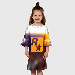 Платье клеш для девочки Grand Theft Auto rockstar game, цвет: 3D-принт — фото 2